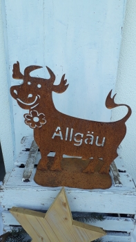 Deko Spaß Kuh mit der Schrift Allgäu ein wahrer Blickfang 25x25 cm